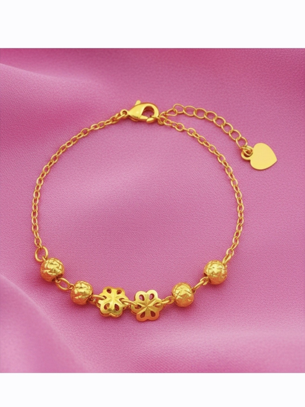 18K Gold-plated Floral Bead Bracelet - Women's Jewelry - NEW‎